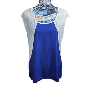 Y2K Peter Nygard Colorblock Tank Cobalt Royal Blue White Small